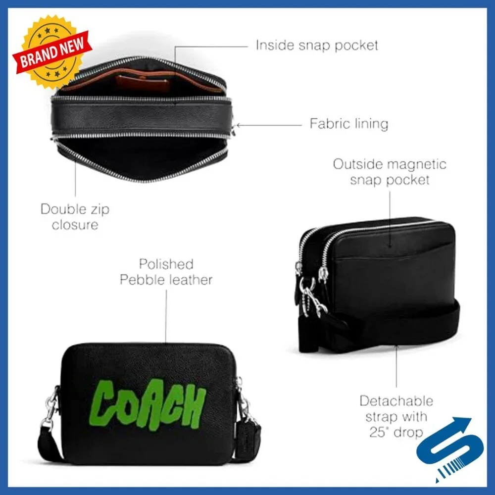 Leather Crossbody Bag with Adjustable Strap and Zip Compartments